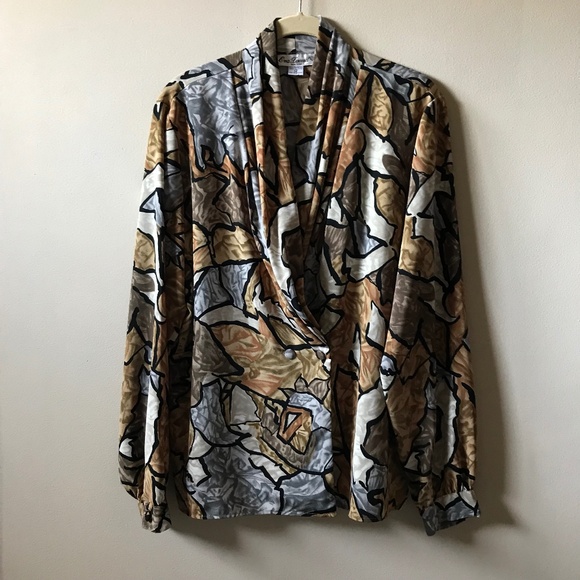VTG 80’s Printed Blouse - Picture 1 of 6